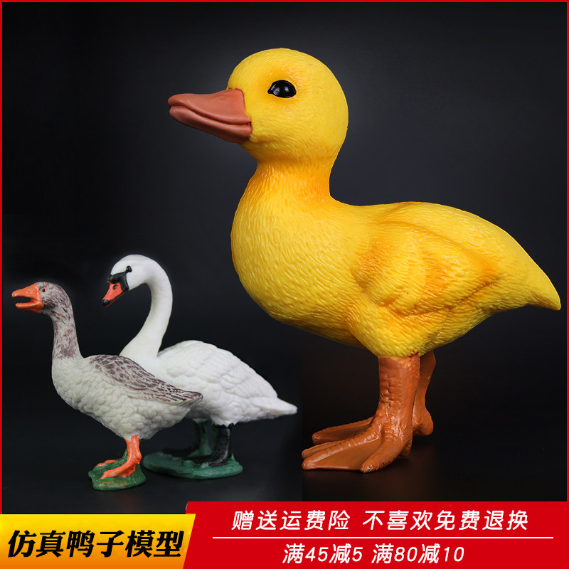 仿真野生动物世界小黄鸭玩具白天鹅模型雌灰鹅家禽鸭子儿童礼物