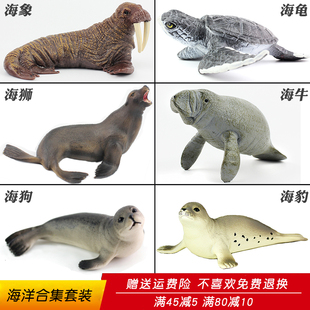 仿真海洋生物海狮玩具动物模型海狗海龟海象海牛海豹儿童认知礼物