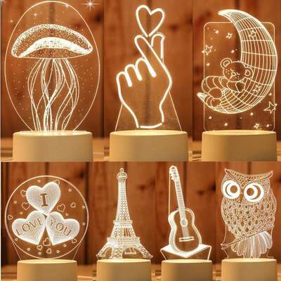 3d creative night light christmas birthday moon gift led夜灯