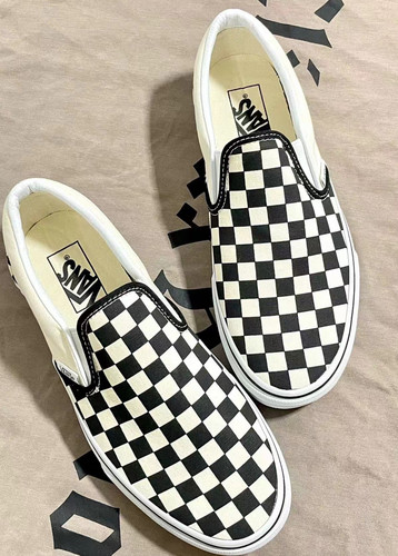 Vans范斯Slip-on棋盘格一脚蹬运动休闲滑板鞋466091-0001安徽总仓