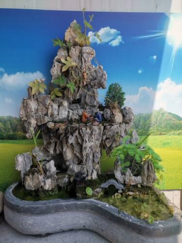 南京假山流水制作室内鱼缸布景庭院造景鱼池假山小水景青龙石包邮