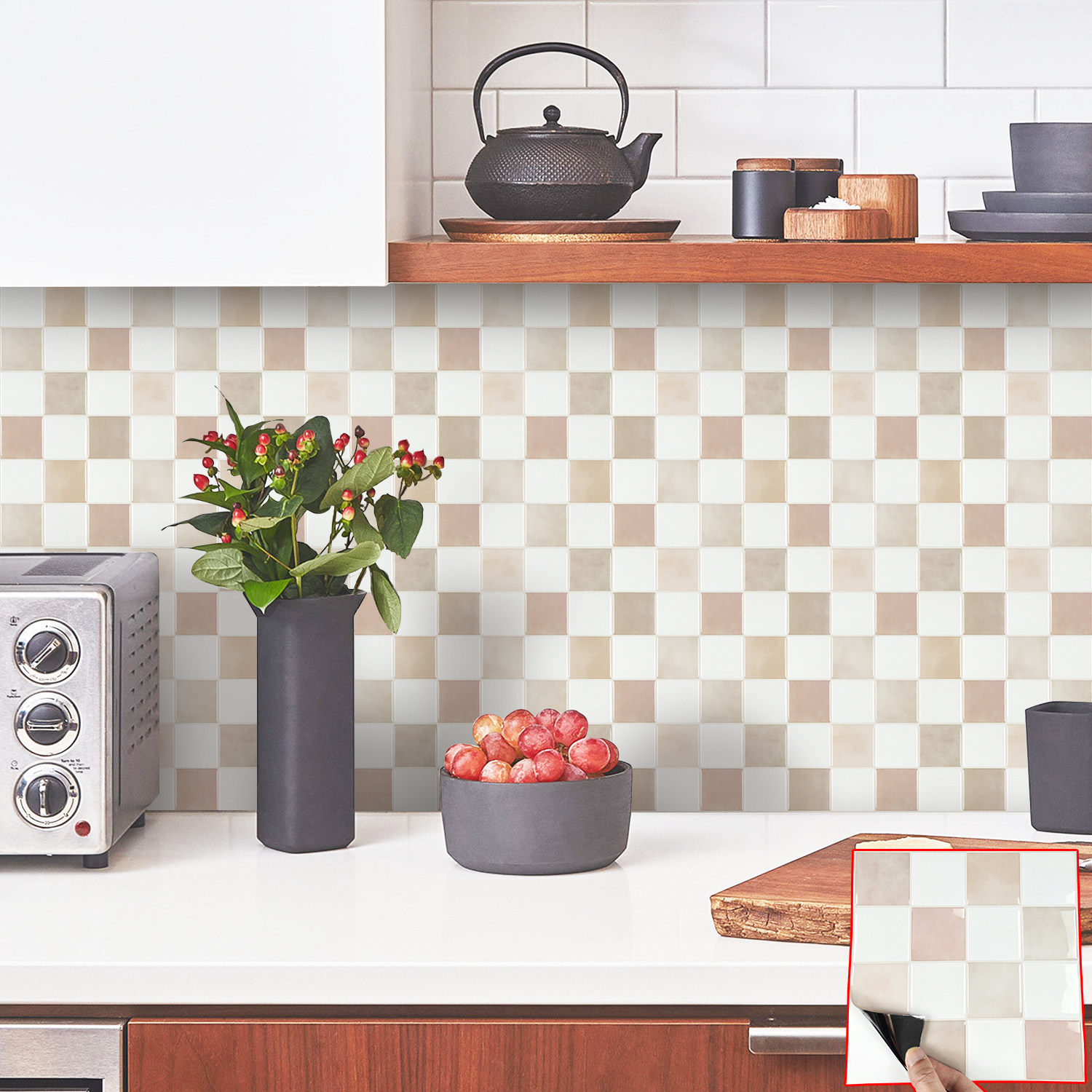 瓷砖贴3d立体装饰墙纸防水墙贴厨房防油贴纸墙壁自贴钻壁纸自粘贴,家居饰品,软装墙贴,淘宝优惠券,粉丝福利购,淘宝优惠卷