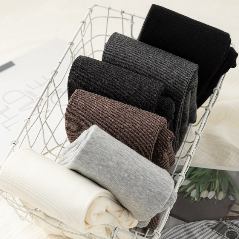 灰色格雷系打底裤女秋冬甜酷百搭奶咖色连裤袜简约竖条纹显瘦美腿