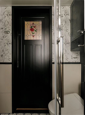 卧室门玻璃简约轻法式定制实木房间平开门推拉门阳台门复古实木门