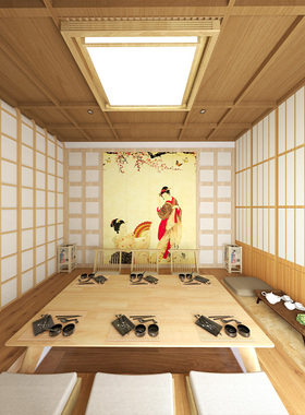 日料店餐厅包厢隔断格栅榻榻米日式格子移门推拉门定制料理店民宿