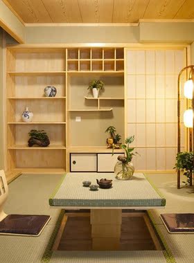 定制实木榻榻米书架床多宝阁书柜书桌组合日式简约衣柜体置物架