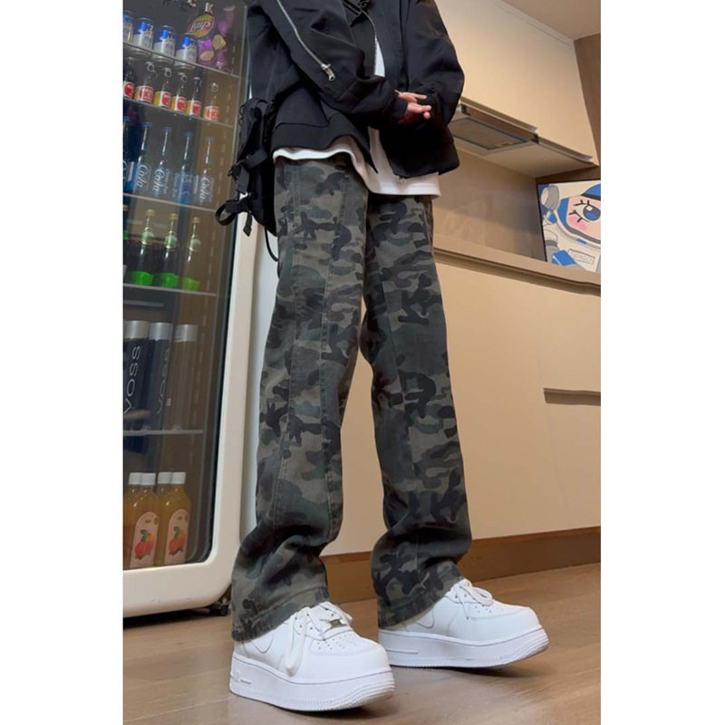 美式复古迷彩裤子男款高街工装裤ootd修身直筒牛仔裤DY258-P60,男装牛仔裤,星座808A-1