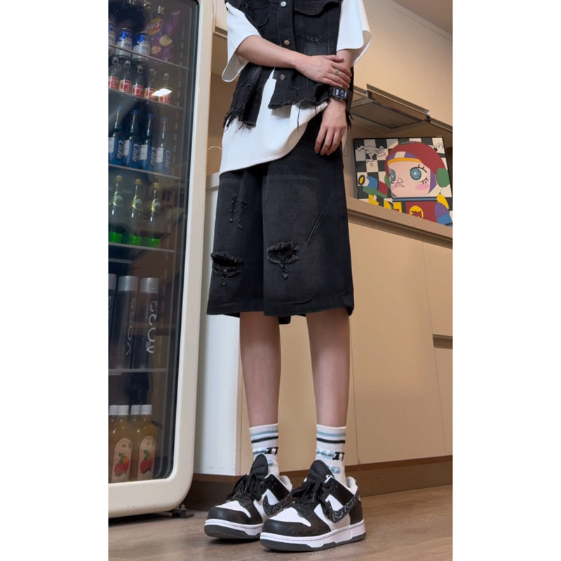 男士夏季时尚潮流五分牛仔裤简约日常免烫水洗直筒裤DY283-P55,男装牛仔裤,星座808A-1