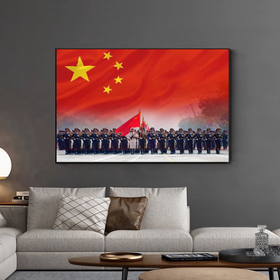 三军仪仗军队挂画阅兵仪式装饰画空军海报客厅办公室过道墙壁画