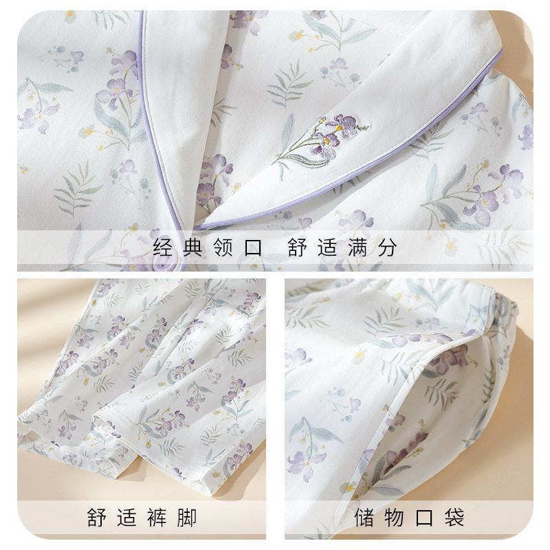 新款汗布月子服春秋冬款透气吸汗睡衣女产后哺乳带胸垫月子服套装