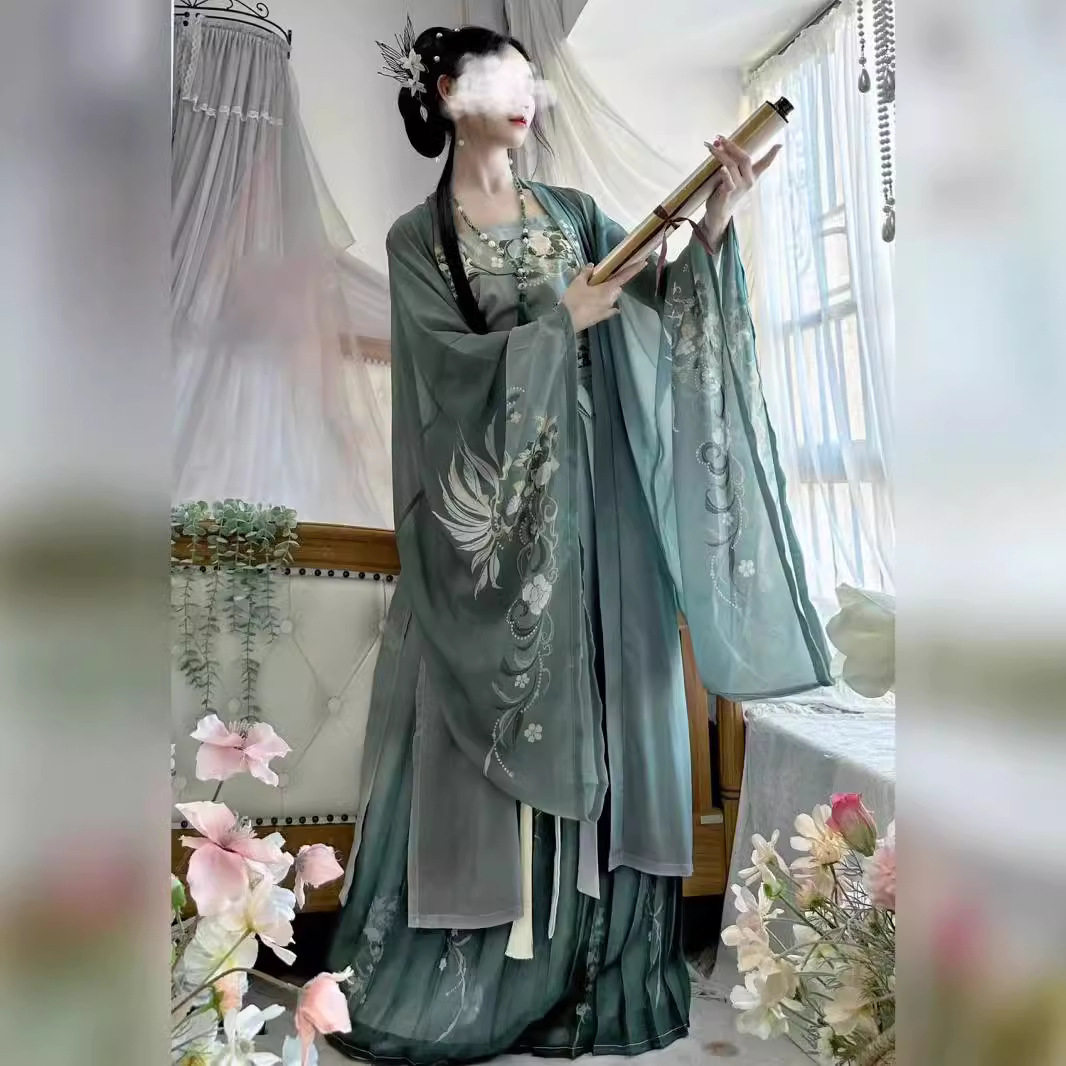 女士汉服琉璃记云霞光汉服女夏款宋制大袖衫印花百折裙春夏款透气