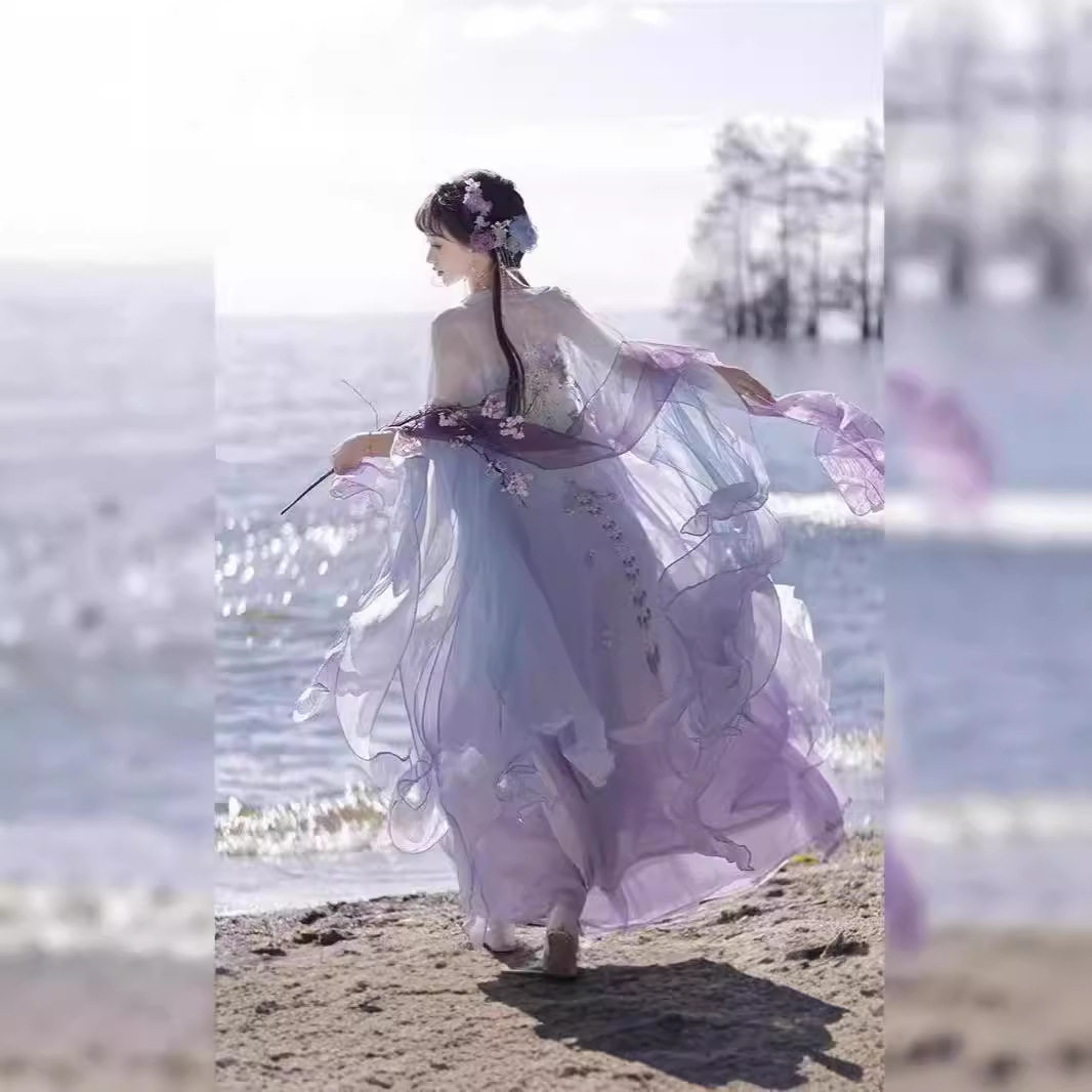 【春不晚】诃子裙唐制汉服女齐胸襦裙仙气破袖大袖重工刺绣古风夏