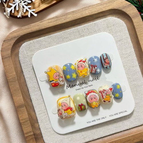 星星人圣诞款卡通短款手工穿戴甲