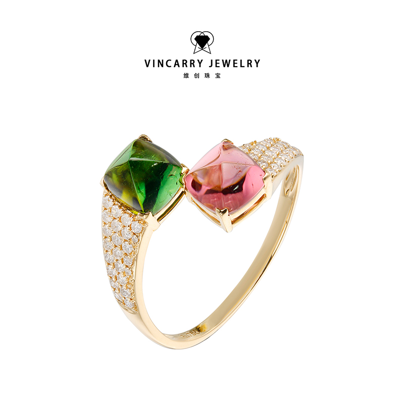 VINCARRY18K金天然碧玺戒指