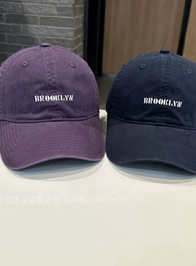 韩系BROOKLYN英文鸭舌帽做旧水洗