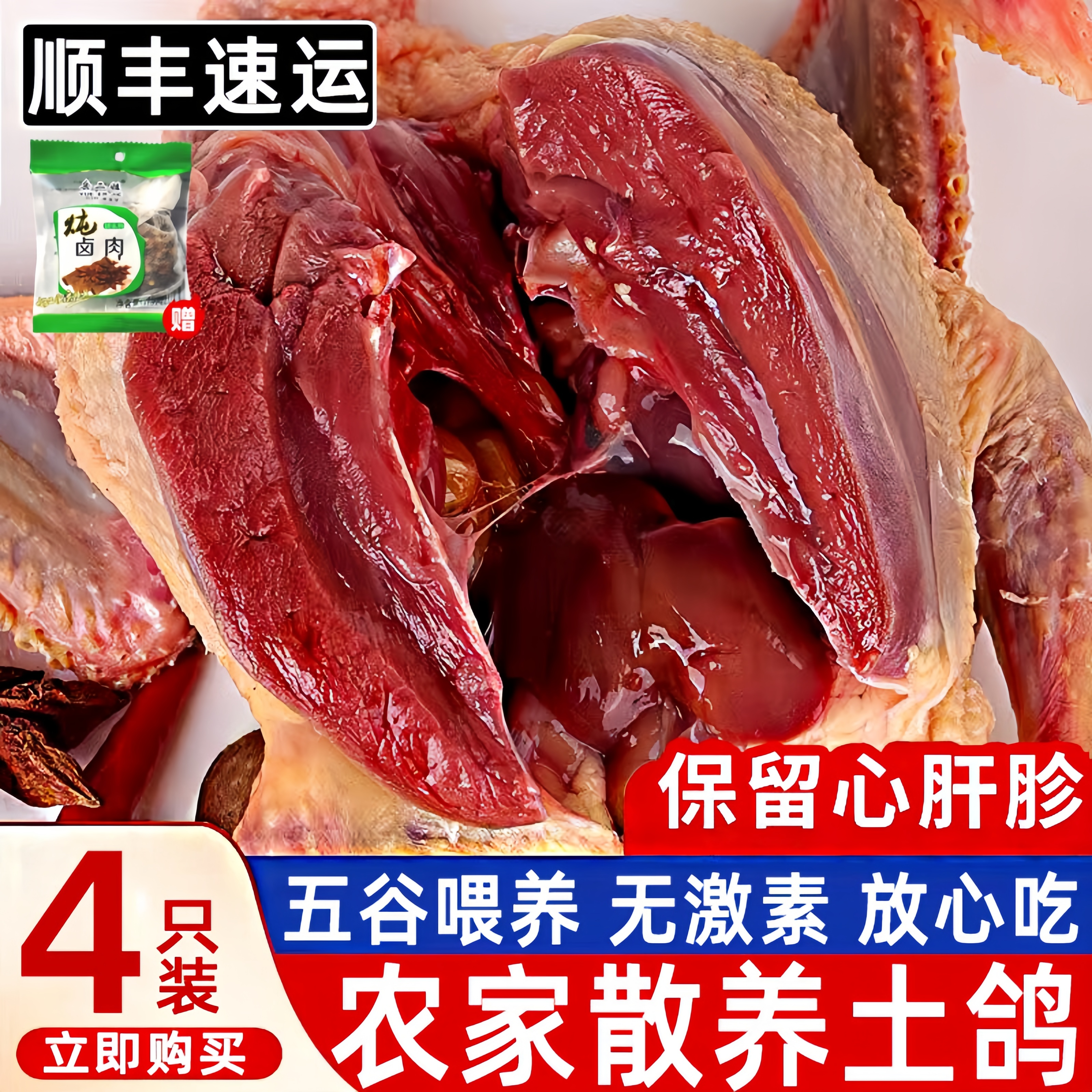 散养新鲜鸽子滋补带爪保留心肝