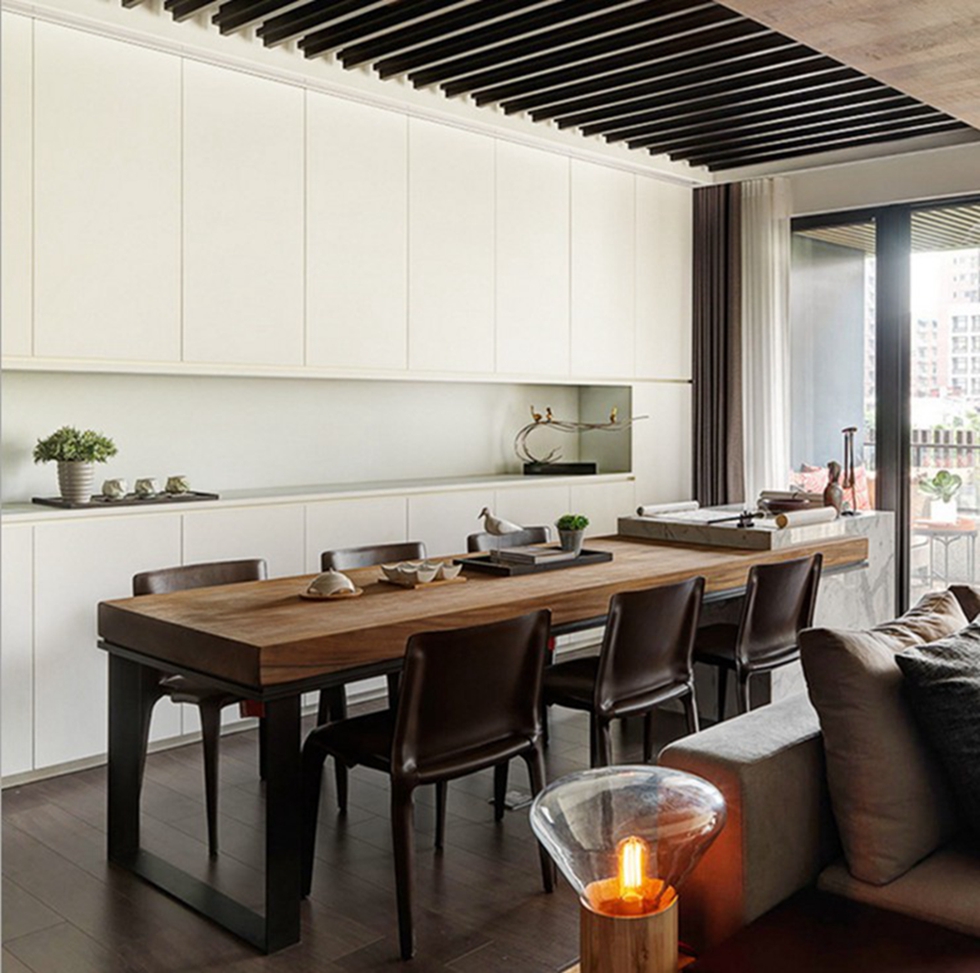 美式乡村风复古铁艺实木会议桌