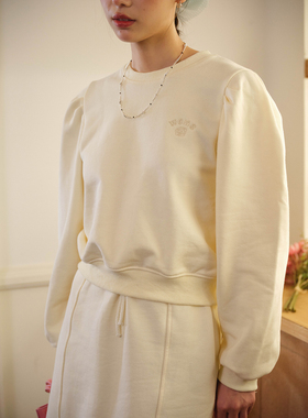 Dear Wednesday.刺绣泡泡袖超显白可爱百搭套头卫衣半身裙套装