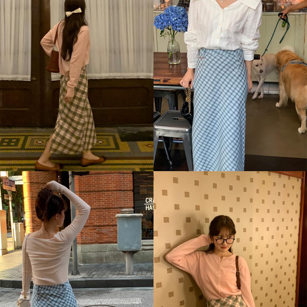 Dear wednesday.早秋复古温柔高腰a字格子显瘦直筒半身裙女秋季