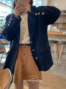 Dear wednesday.Aline侧拉链刺绣遮肉灯芯绒丝绒光泽感半身裙