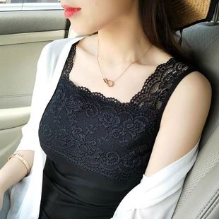 显瘦打底无袖 莫代尔蕾丝花边背心女士性感外穿防走光吊带修身 上衣