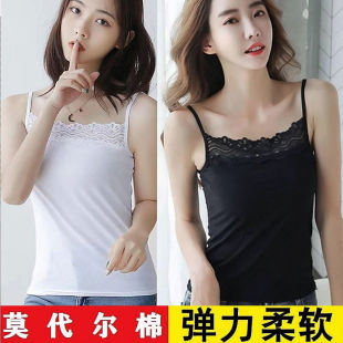 内搭性感黑色打底衫 莫代尔吊带背心女蕾丝花边修身 显瘦上衣春夏季