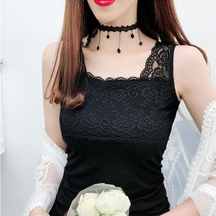 莫代尔纤维棉质薄款 柔软舒适内搭打底蕾丝花边上衣 吊带背心女式