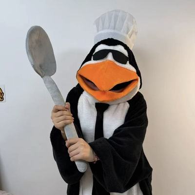 高雅人士恶俗企鹅睡衣连体抽象