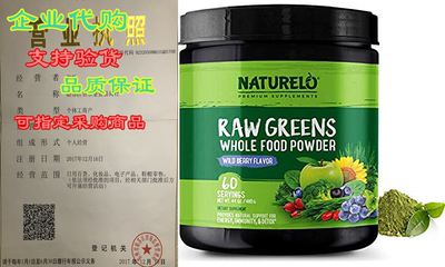 NATURELO Raw Greens Superfood Powder - Wild Berry Flavor - B