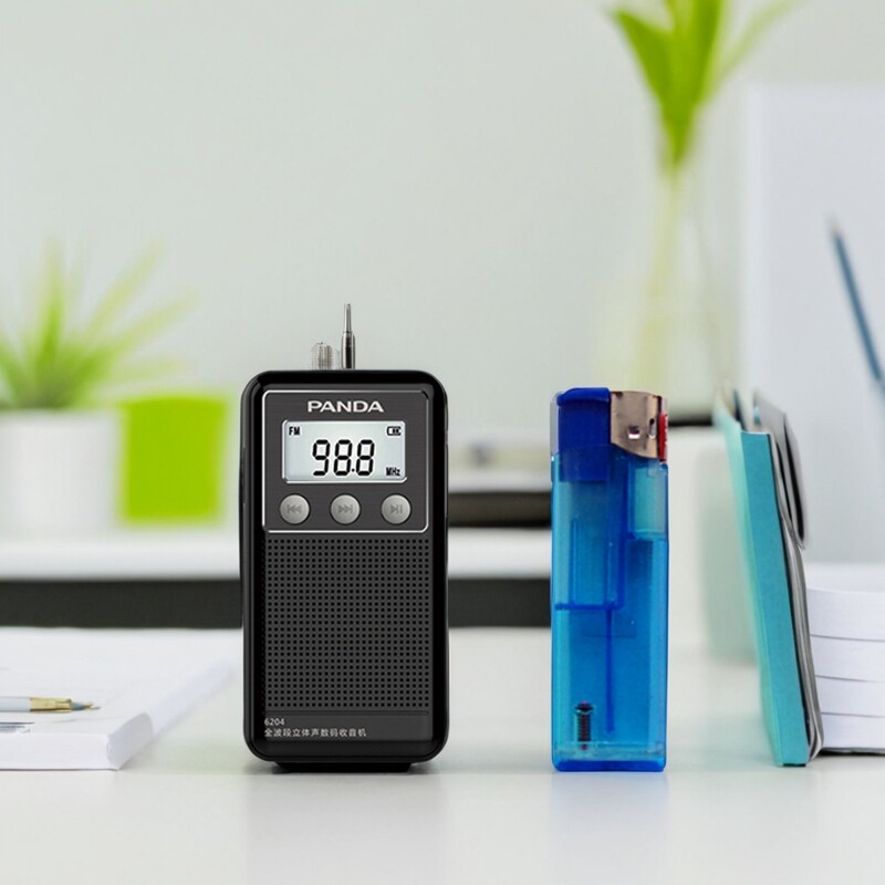 熊猫立体声收音机老人专用小巧迷你插卡可充电半导体全波段广播器