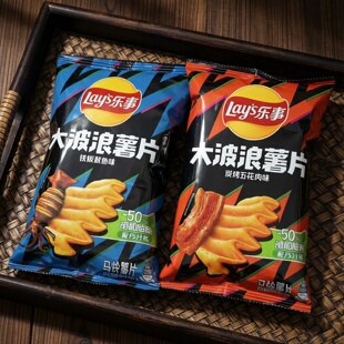 铁板鱿鱼味大波浪薯片 炭烤五花肉味 限用日期2026.9.30