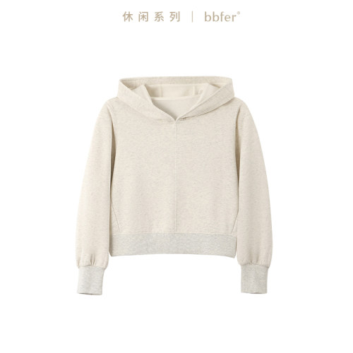 bbfer本依凡冬季卫衣女米花灰连帽宽松休闲长袖运动上衣SSSWY0227