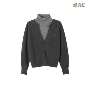 羊毛衫 BBFER本依凡冬款 拼色套头衫 内搭高领假两件针织衫 0092 女装