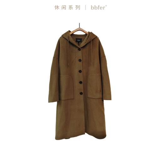 bbfer本依凡冬季双面毛呢大衣女中长款呢子宽松休闲外套SSSSM0250