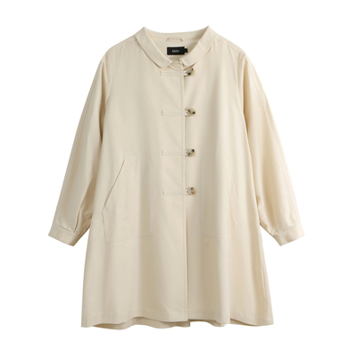 本依凡翻领中长风衣式外套