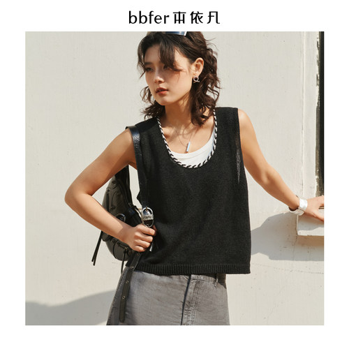 bbfer本依凡WESZZ0022针织马甲女高级感镂空马夹背心叠穿百搭宽松