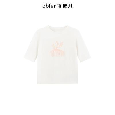 bbfer本依凡春短袖女纯棉基础印花宽松休闲T恤显瘦半袖WYSTX0481