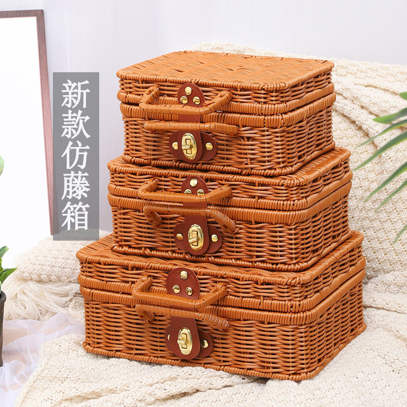 婚礼伴手礼盒藤编复古包装礼物箱图片