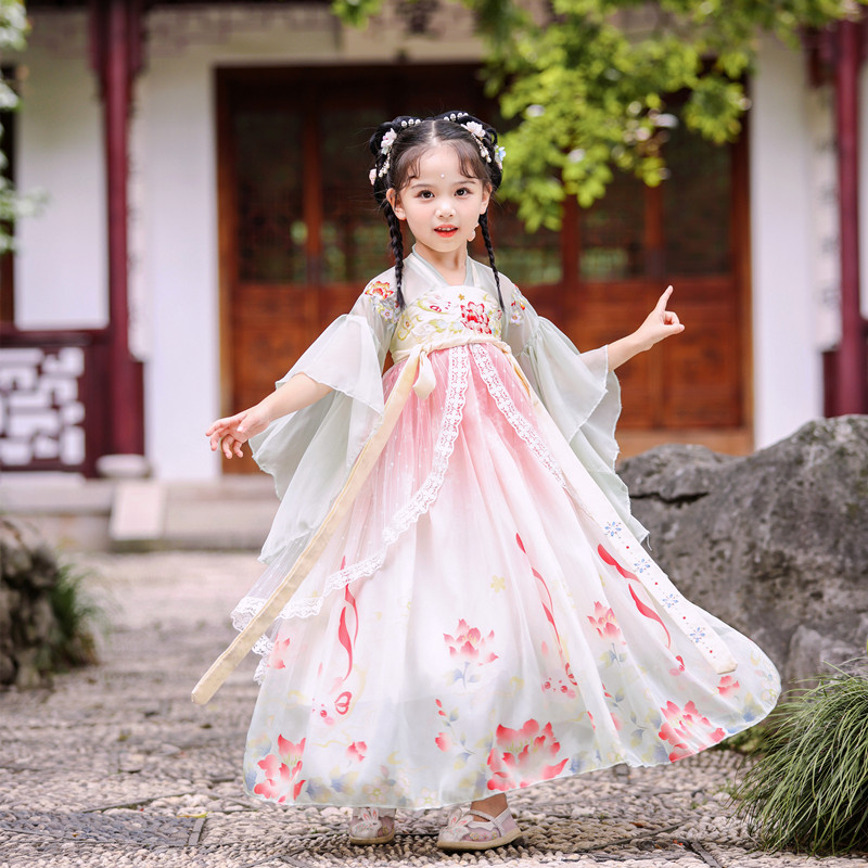 汉服女童春款原创2025新款古风连衣裙小女孩唐装儿童超仙古装襦裙
