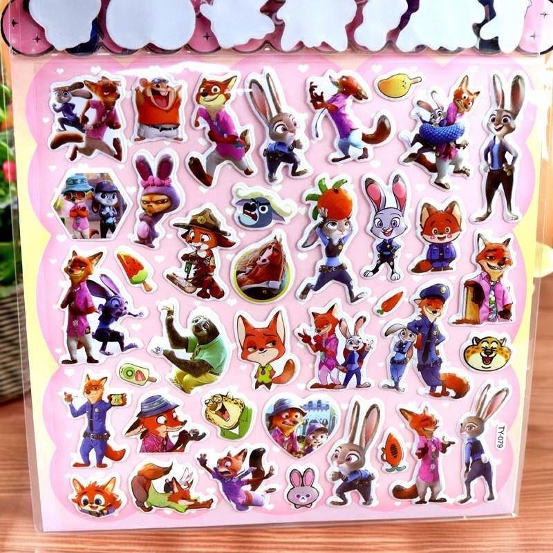 疯狂动物城2立体烫金贴纸Zootopia双层丰富素材儿童diy手账贴贴画