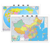 超大政区地图 初中地理地图 76cm办公室商务会议学生家用 双面覆膜防水无拼接 高清 中国世界地图贴图挂图106