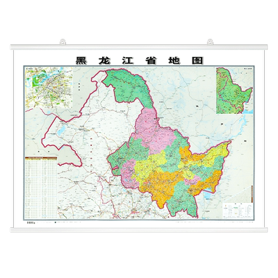 【精装升级】2024新 黑龙江省地图挂图106x76cm 覆膜防水精装挂杆 高清印刷 家用办公商务会议室用交通行政区划地图