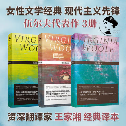 弗吉尼亚·伍尔夫 经典代表作3册套装 达洛维夫人 雅各布之屋 到灯塔去 女性文学名著王家湘吴尔夫一间只属于自己的房间意识流小说