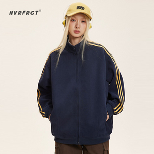 CASEYBOY美式潮牌侧条纹开衫卫衣男秋季痞帅夹克外套宽松情侣上衣