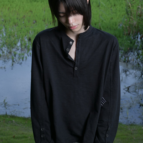 竹节纹理刺绣长袖银扣秋季百搭