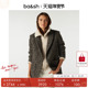 bash冬季 通勤干练风复古纹理感女士垫肩西装 毛呢大衣外套1H23LOST