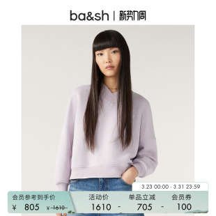 bash春季 宽松套头V领棉质上衣logo刺绣温柔女士卫衣1H23RHOD 长袖