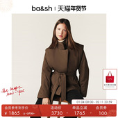 bash冬季 法式 摩卡慕斯解构感高领保暖立领系带厚外套女1H24YAEL
