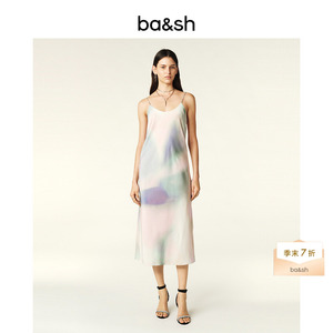 bash夏季法式优雅气质极光渐变印花吊带礼服连衣裙女长裙1E24PARL