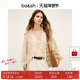 bash春季 度假风V领碎花衬衣女1H25KAMA 法式 柔影星点飘带长袖 衬衫